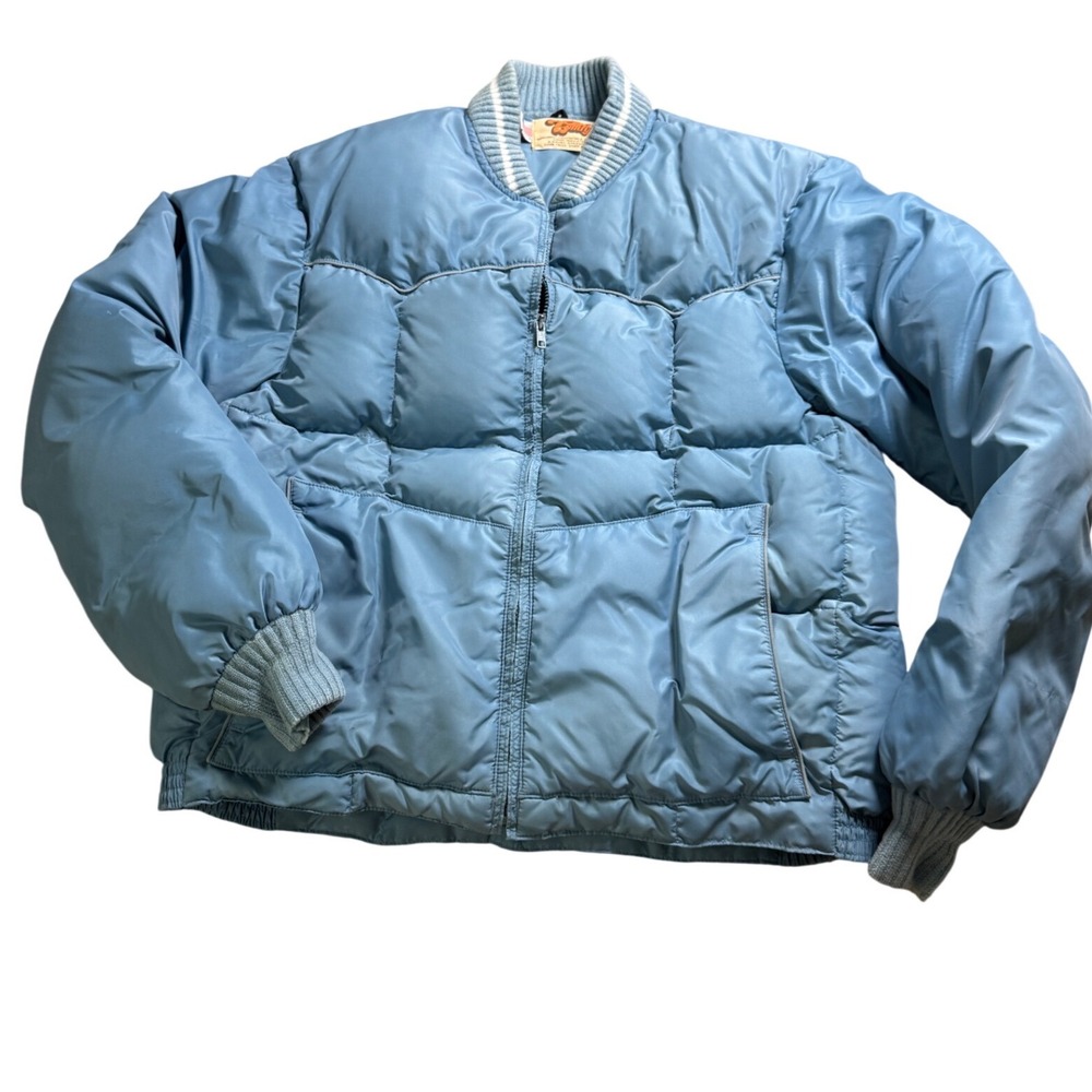 Men's Sky Blue Quilted Puffer Jacket - Lightweight Insulated Bomber